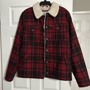 Levi’s Red and Black Plaid Sherpa-Lined Jacket